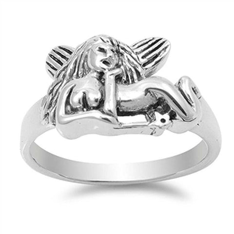Sterling Silver Fairy Shaped Plain RingsAnd Face Height 8mm