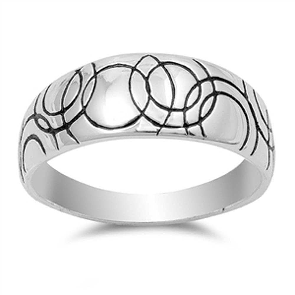 Sterling Silver Rounds Shaped Plain RingsAnd Face Height 8mm