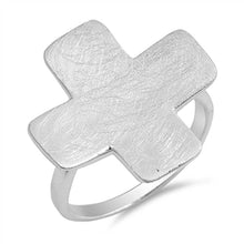 Load image into Gallery viewer, Sterling Silver Satin Finish Cross Shaped Plain RingsAnd Face Height 20mmAnd Band Width 2mm