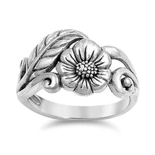 Load image into Gallery viewer, Sterling Silver Sunflower Shaped Plain Rings and Face Height 13mmAnd Band Width 3mm
