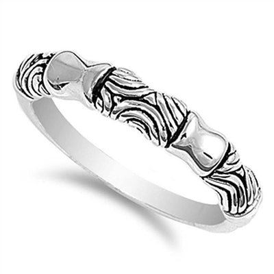 Sterling Silver Spinner And Bamboo Shaped Plain RingsAnd Face Height 4mm