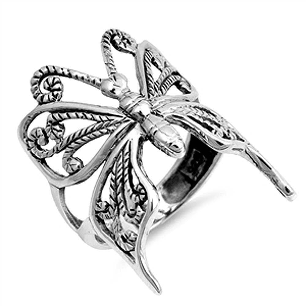 Sterling Silver Butterfly Shaped Plain RingsAnd Face Height 25mmAnd Band Width 4mm