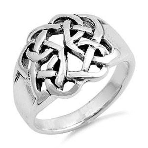 Sterling Silver Celtic Shaped Plain RingsAnd Face Height 14mmAnd Band Width 5mm