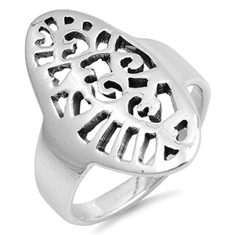 Sterling Silver Celtic Shaped Plain RingsAnd Face Height 23mmAnd Band Width 4mm