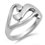 Sterling Silver Heart Shaped Plain RingsAnd Face Height 12mmAnd Band Width 3mm