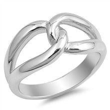 Load image into Gallery viewer, Sterling Silver Rhodium Plated Opal Lock Shaped Plain RingsAnd Face Height 10mmAnd Band Width 3mm