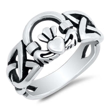Load image into Gallery viewer, Sterling Silver Claddagh Shaped Plain RingsAnd Band Width 5mmAnd Face Height 10mm