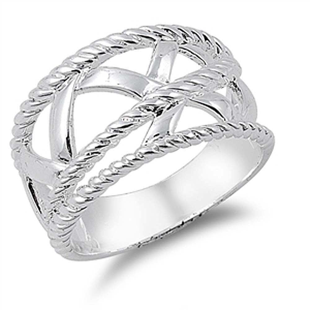 Sterling Silver Spinner Shaped Plain RingsAnd Face Height 13mmAnd Band Width 6mm
