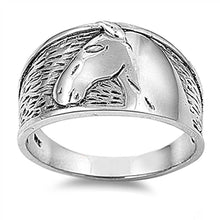 Load image into Gallery viewer, Sterling Silver Oxidized Horse Shaped Plain RingsAnd Face Height 14mmAnd Band Width 4mm