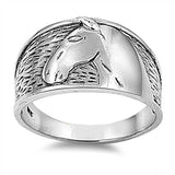 Sterling Silver Oxidized Horse Shaped Plain RingsAnd Face Height 14mmAnd Band Width 4mm