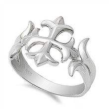 Load image into Gallery viewer, Sterling Silver Rhodium Plated Cross Shaped Plain RingsAnd Face Height 17mmAnd Band Width 4mm
