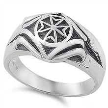 Load image into Gallery viewer, Sterling Silver Rhodium Plated Oxidized Cross Shaped Plain RingsAnd Face Height 13mmAnd Band Width 4mm