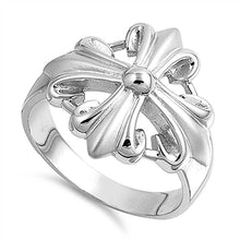 Load image into Gallery viewer, Sterling Silver Rhodium Plated Cross Shaped Plain RingsAnd Face Height 20mmAnd Band Width 3mmAnd Weight 7.2grams