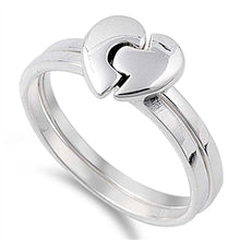 Load image into Gallery viewer, Sterling Silver Rhodium Plated Matte Friendship Shaped Plain RingsAnd Face Height 11mmAnd Band Width 4mm