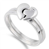 Sterling Silver Rhodium Plated Matte Friendship Shaped Plain RingsAnd Face Height 11mmAnd Band Width 4mm