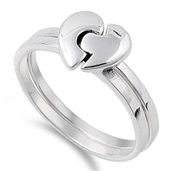 Sterling Silver Rhodium Plated Matte Friendship Shaped Plain RingsAnd Face Height 11mmAnd Band Width 4mm