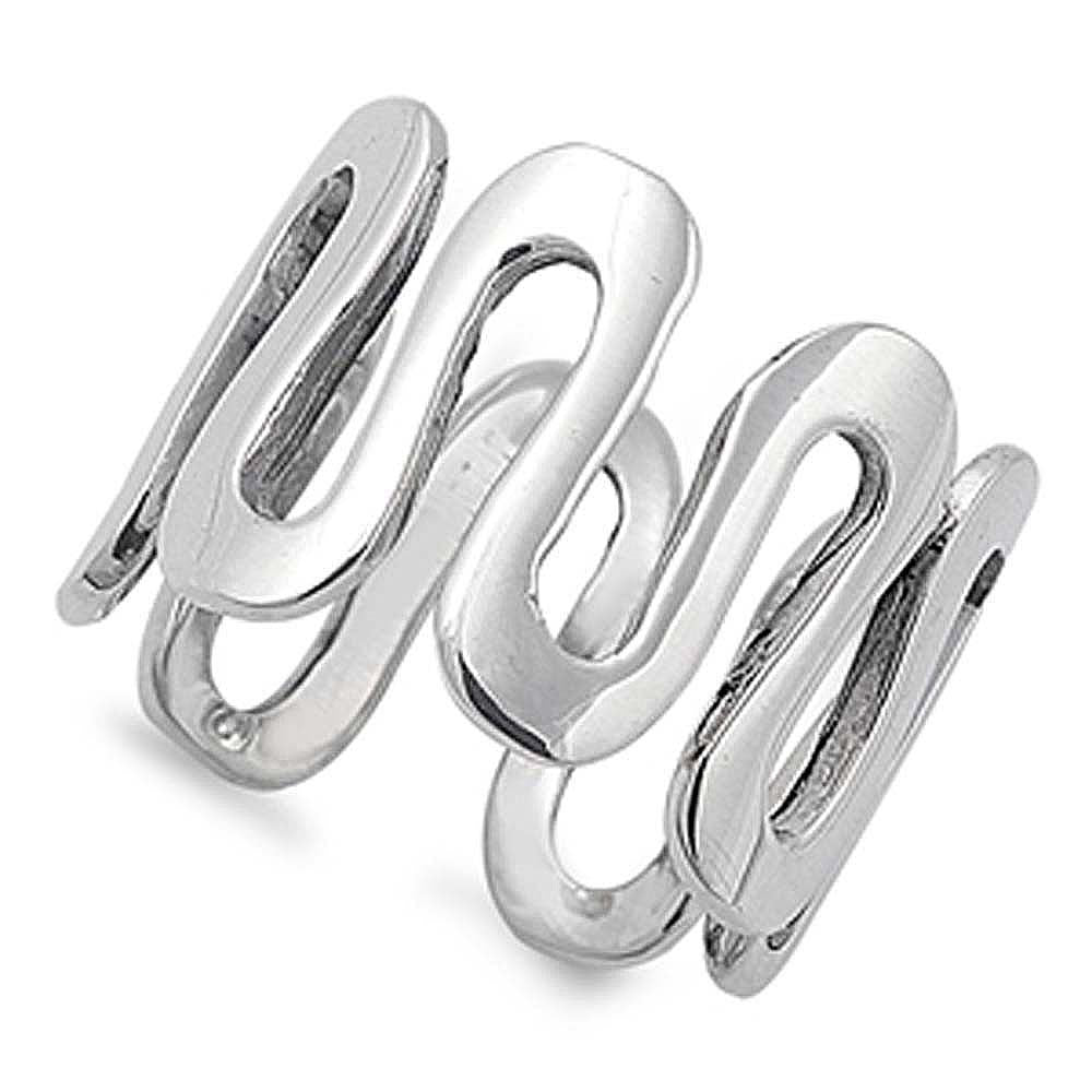 Sterling Silver Waves Shaped Plain Rings And Band Width 15mmAnd Weight 8.3grams