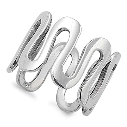 Sterling Silver Waves Shaped Plain Rings And Band Width 15mmAnd Weight 8.3grams