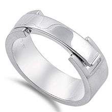 Load image into Gallery viewer, Sterling Silver Rhodium Plated Matte Thin Lock Shaped Plain RingsAnd Band Width 10mm