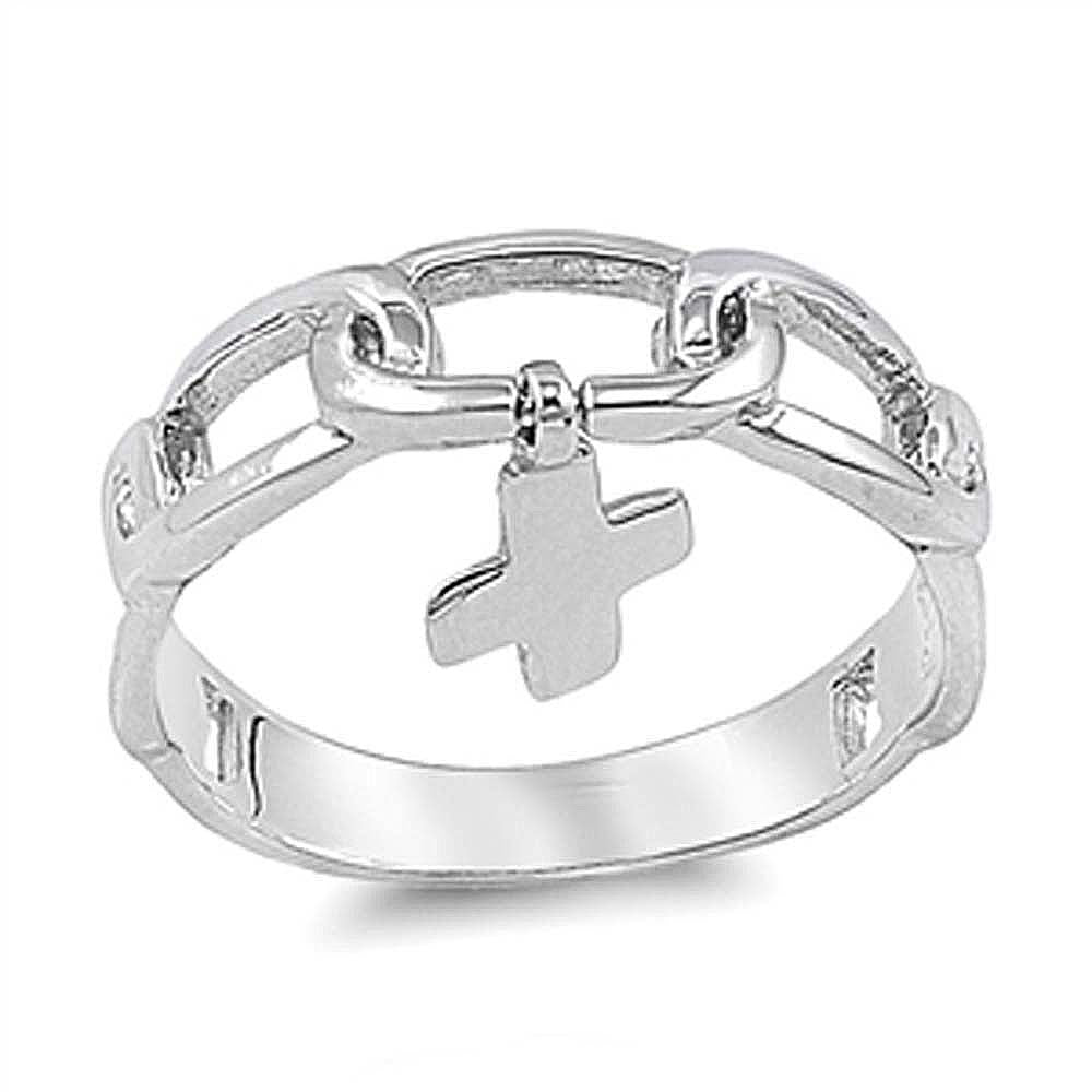 Sterling Silver Cross Shaped Plain RingsAnd Face Height 6mmAnd Band Width 3mm