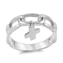 Load image into Gallery viewer, Sterling Silver Cross Shaped Plain RingsAnd Face Height 6mmAnd Band Width 3mm