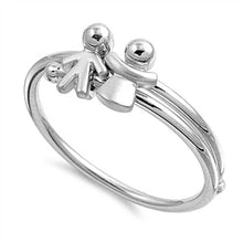 Load image into Gallery viewer, Sterling Silver Rhodium Plated Satin Finish Boy Girl Shaped Plain RingsAnd Face Height 8mmAnd Band Width 4mm