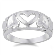 Load image into Gallery viewer, Sterling Silver Rhodium Plated Matte Finish Heart Shaped Plain RingsAnd Face Height 3mmAnd Band Width 3mm