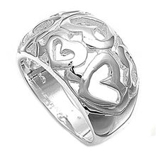 Load image into Gallery viewer, Sterling Silver Fancy Open Cut Multiple Heart Wide Band Ring with Face Height of 13MM