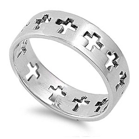 Sterling Silver Cross Shaped Plain RingsAnd Face Height 6mm