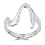 Sterling Silver Wave Shaped Plain RingsAnd Face Height 17mmAnd Band Width 3mm