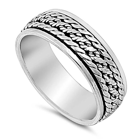 Sterling Silver Spinner Shaped Plain RingsAnd Band Width 7mm