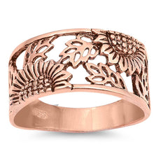 Load image into Gallery viewer, Sterling Silver Rose Gold Plated Sunflower Shaped Plain RingsAnd Face Height 14mm