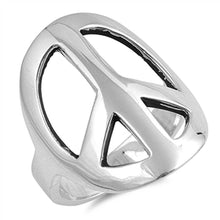 Load image into Gallery viewer, Sterling Silver Peace Sign Plain RingsAnd Face Height 24mmAnd Band Width 4mm