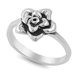 Sterling Silver Stylish Vintage Rose Design Ring with Face Height of 12MM
