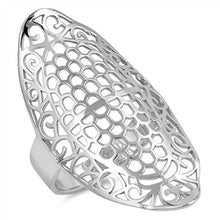 Load image into Gallery viewer, Sterling Silver Stylish Oval Filigree Accented Ring with Face Height of 40MM