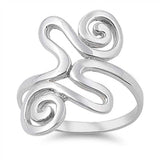 Sterling Silver Swirl Design Fancy Band Ring with Face Height of 25MM