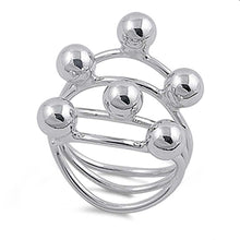 Load image into Gallery viewer, Sterling Silver Rhodium Plated Balls Shaped Plain RingsAnd Face Height 19mmAnd Band Width 14mm
