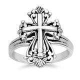 Sterling Silver Fancy Vintage Cross Ring with Face Height of 21MM