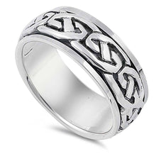 Load image into Gallery viewer, Sterling Silver Spinner Celtic Design Plain RingsAnd Band Width 9mm