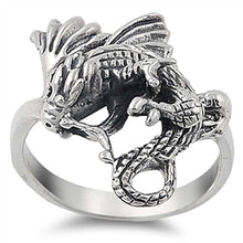 Load image into Gallery viewer, Sterling Silver Oxidized Dragon Shaped Plain RingsAnd Face Height 20mmAnd Band Width 3mm