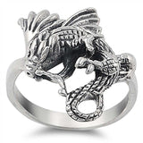 Sterling Silver Oxidized Dragon Shaped Plain RingsAnd Face Height 20mmAnd Band Width 3mm