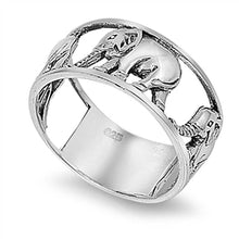 Load image into Gallery viewer, Sterling Silver Marching Triple Elephant Ring with Band Width of 10MM