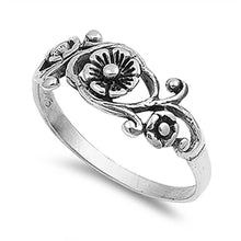 Load image into Gallery viewer, Sterling Silver Fancy Flower and Vine Design Ring with Face Height of 7MM