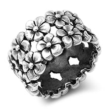 Load image into Gallery viewer, Sterling Silver Oxidized Plumeria Shaped Plain RingsAnd Band Width 14mm
