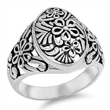 Load image into Gallery viewer, Sterling Silver Flower Shaped Plain RingsAnd Face Height 23mmAnd Band Width 5mm