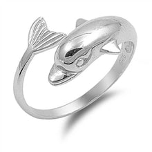 Load image into Gallery viewer, Sterling Silver Stylish Dolphin Ring with Face Height of 14MM