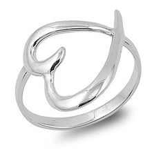 Load image into Gallery viewer, Sterling Silver Trendy Open Cut Heart Design Ring with Face Height of 17MM