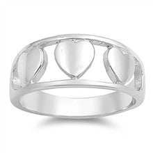 Load image into Gallery viewer, Sterling Silver Solid Plain Triple Heart Band Ring with Face Height of 9MM