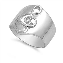 Load image into Gallery viewer, Sterling Silver High Polish Music Note Shaped Plain RingsAnd Face Height 19mm