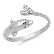 Load image into Gallery viewer, Sterling Silver Stylish Dolphin Open Rind with Face Height of 8MM